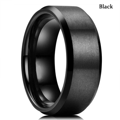 Simple 8mm Stainles Steel Frosted Finger Rings For Men Woman High Quality Black Polished Wedding Engagement Ring Jewelry Gifts