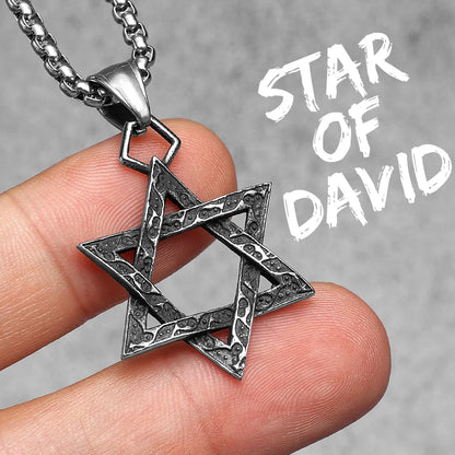 Star Of David Seal of Solomon Stainless Steel Men's Necklace Pendant Chain