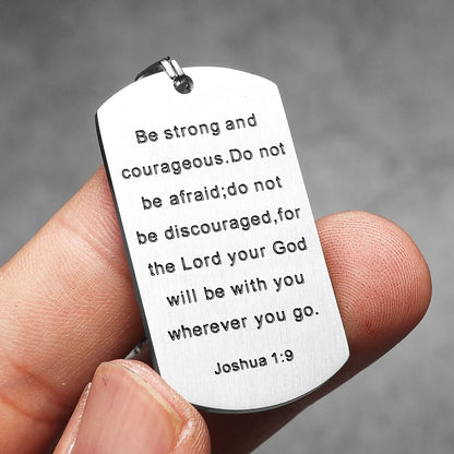 Cross Amulet Bible Tag Stainless Steel Pendant Men's Necklace