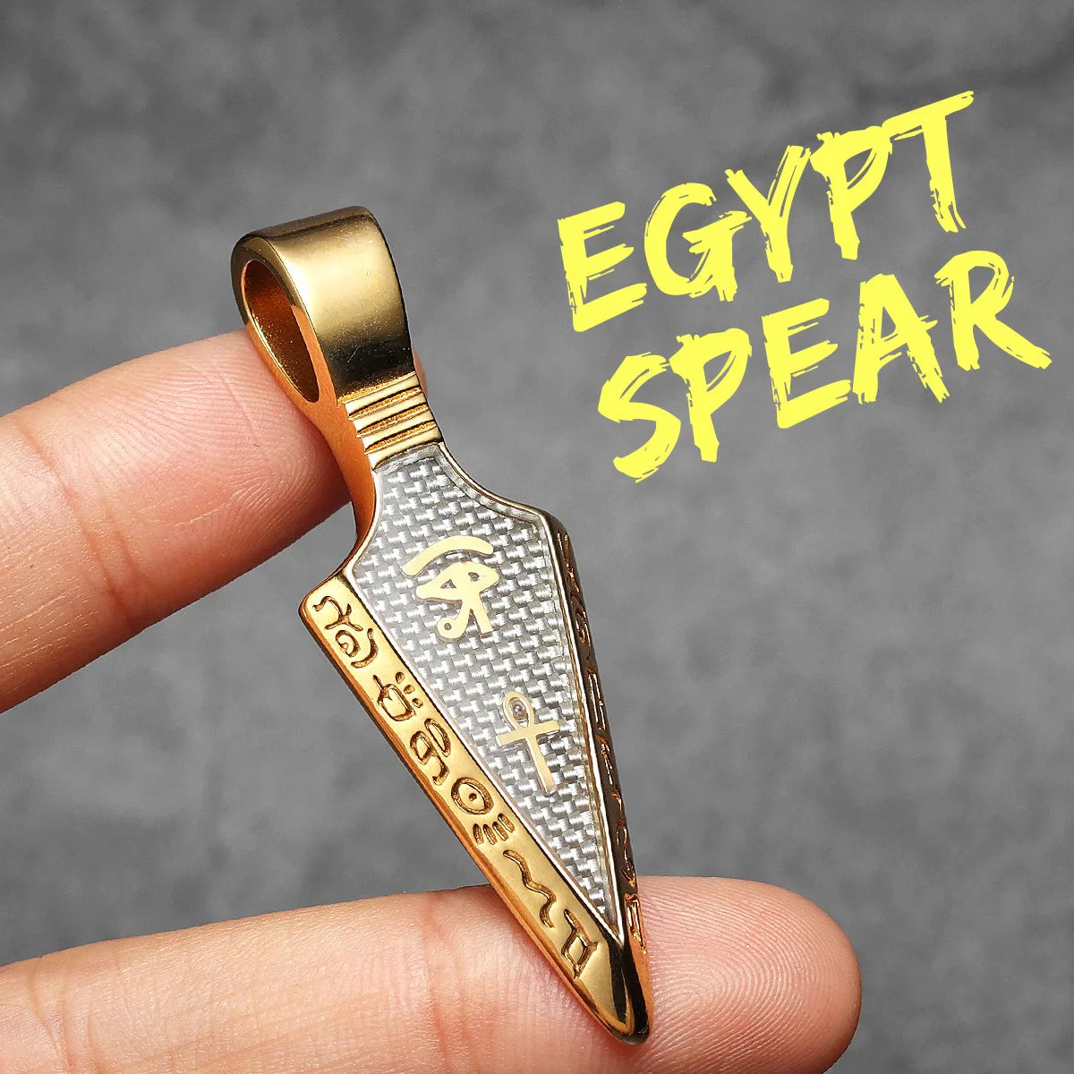 The Eye of Horu Spear Stainless Steel Men's Necklace Pendant Chain