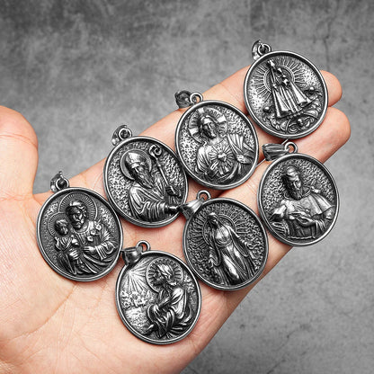 Catholic Saints & Virgin Mary Stainless Steel Men's Pendant Necklace