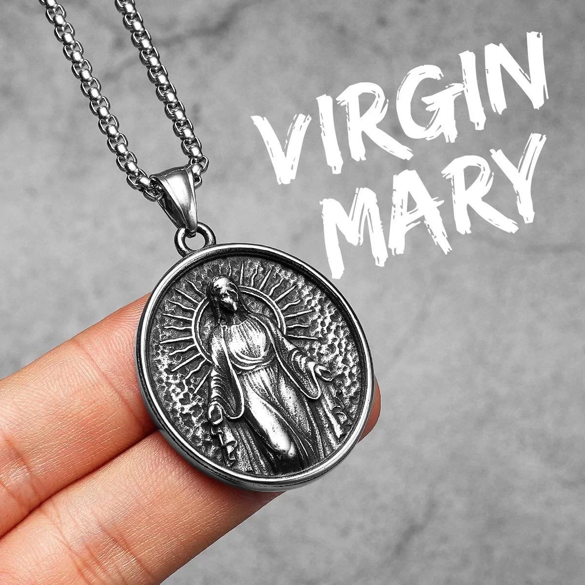 Catholic Saints & Virgin Mary Stainless Steel Men's Pendant Necklace