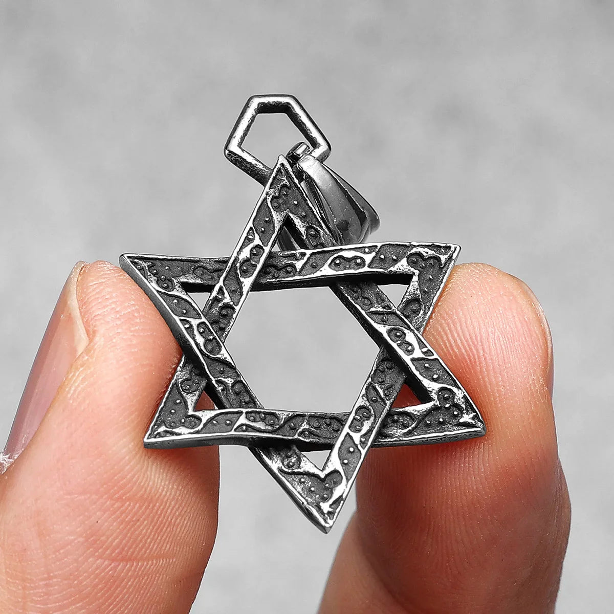 Star Of David Seal of Solomon Stainless Steel Men's Necklace Pendant Chain