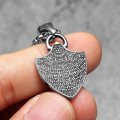 Cross Shield Amulets Gemstone Stainless Steel Men's Necklace Pendant Chain