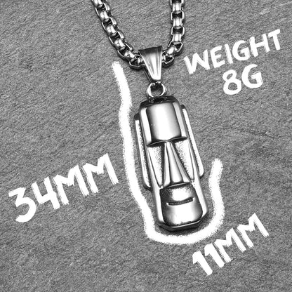 Easter Island Moai Stainless Steel Men's Necklace Pendant Chain