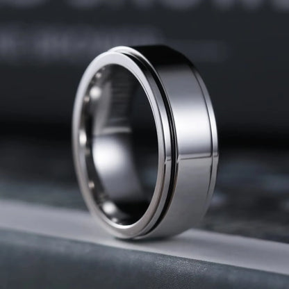 Stainless Steel Anxiety Fidget Spinner Rings for Men Cool Punk Spinning Rotate Rings for men Anti Stress Wedding Band Jewelry