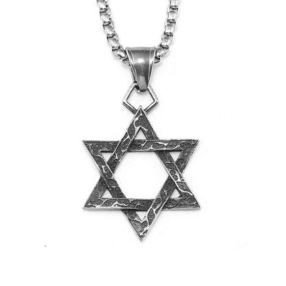 Star Of David Seal of Solomon Stainless Steel Men's Necklace Pendant Chain