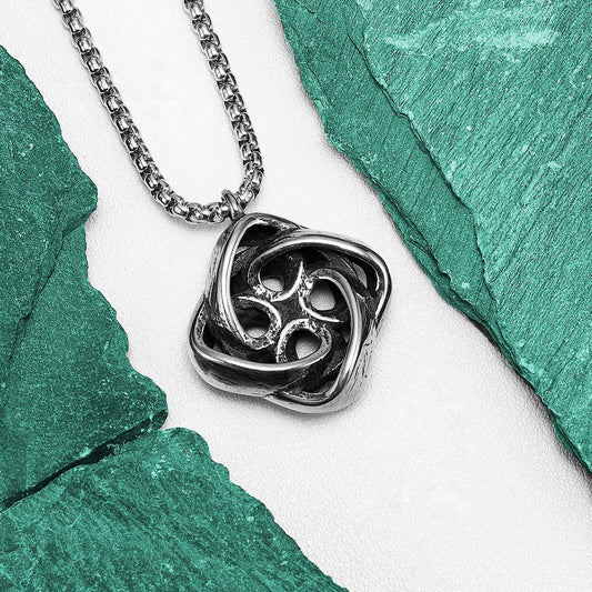 Celtic Knot Spiral Stainless Steel Men's Necklace Pendant Chain