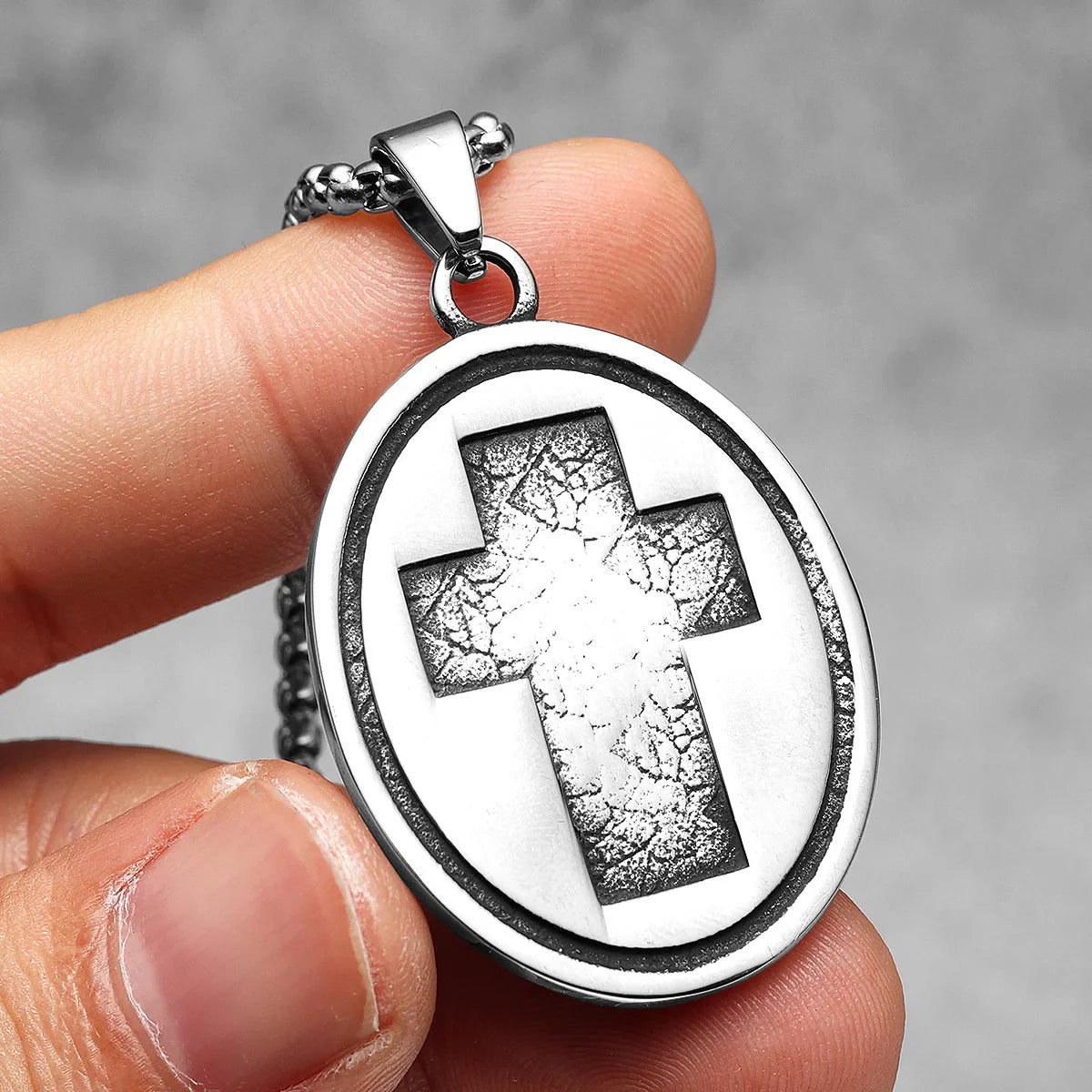Cross Prayer Praying Hands Stainless Steel Men's Necklace Pendant Chain