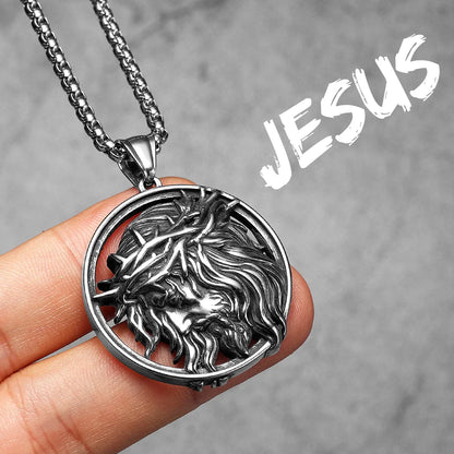 Crown of Thorns Christian Jesus Stainless Steel Men's Necklace