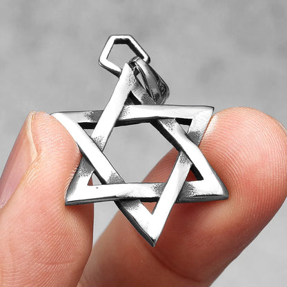 Star Of David Seal of Solomon Stainless Steel Men's Necklace Pendant Chain