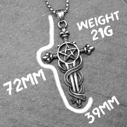 Serpentine Cross Amulets Stainless Steel Men's Necklace Pendant Chain