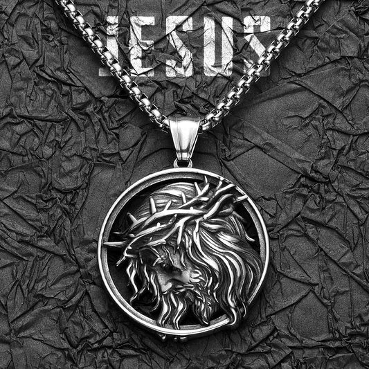 Crown of Thorns Christian Jesus Stainless Steel Men's Necklace