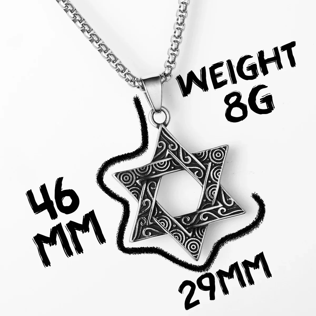 Judaism Solomon's Seal Stainless Steel Men's Necklace