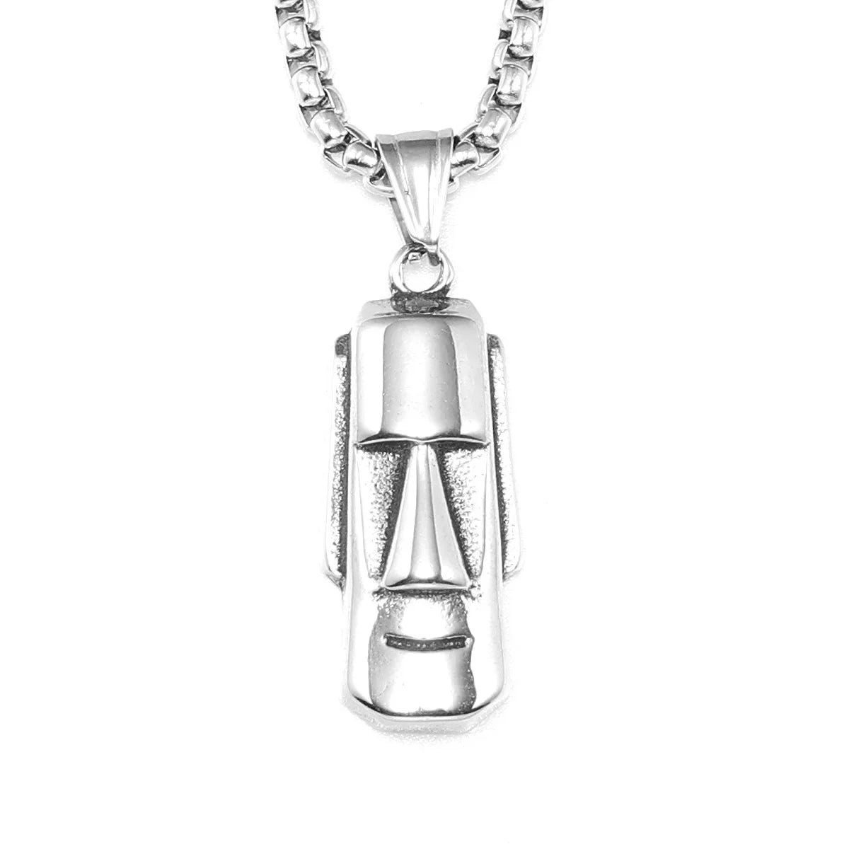 Easter Island Moai Stainless Steel Men's Necklace Pendant Chain
