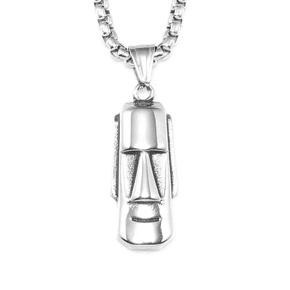 Easter Island Moai Stainless Steel Men's Necklace Pendant Chain