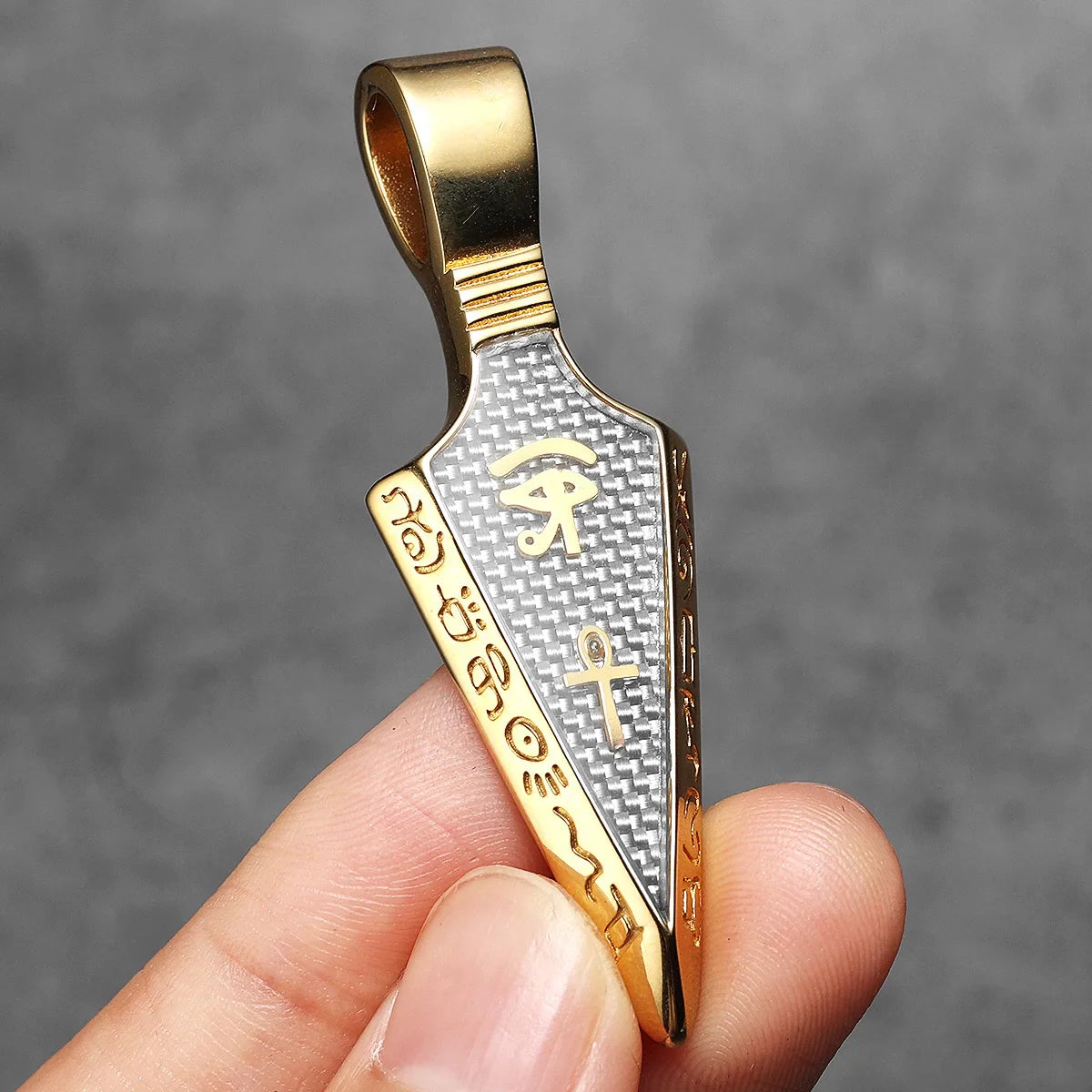 The Eye of Horu Spear Stainless Steel Men's Necklace Pendant Chain