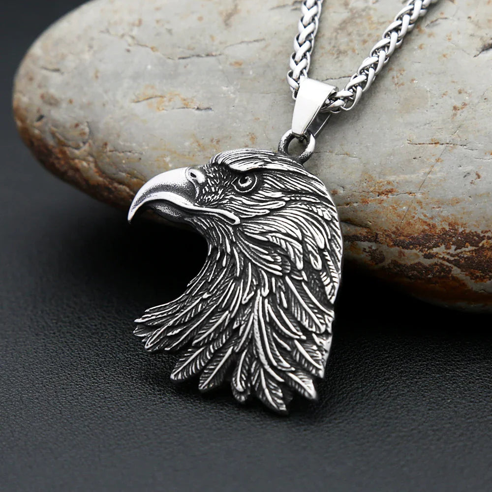 Gothic Vintage Eagle Head Pendant Men's Necklace