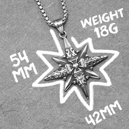 Simple Polar Star Compass Stainless Steel Men's Necklace Pendant Chain