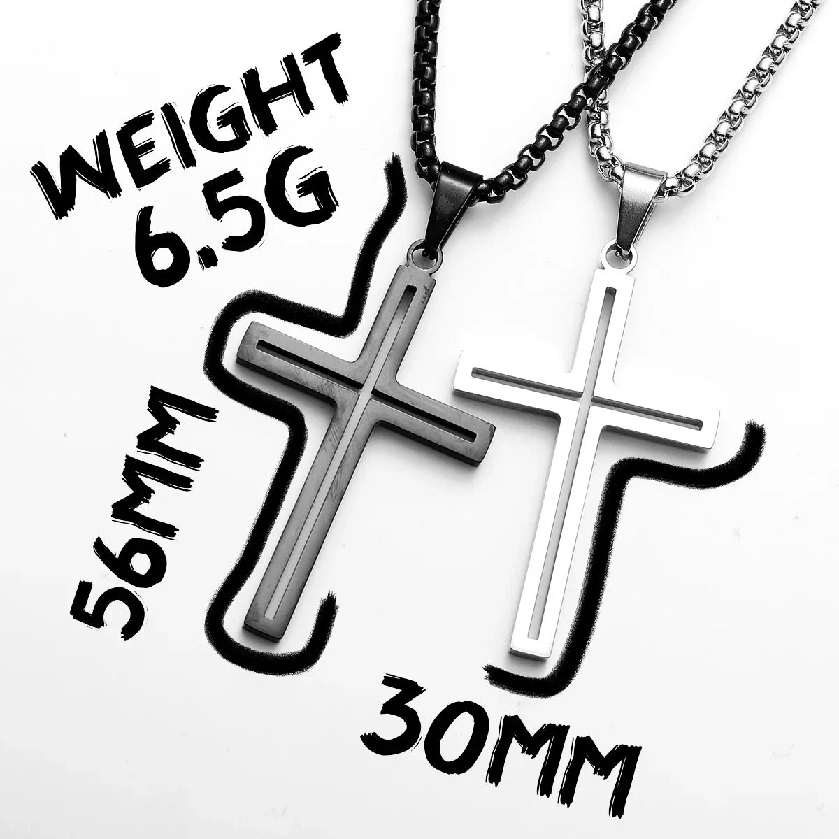 Hollow Cross Simple Amulet Stainless Steel Men's Necklace Pendant Chain