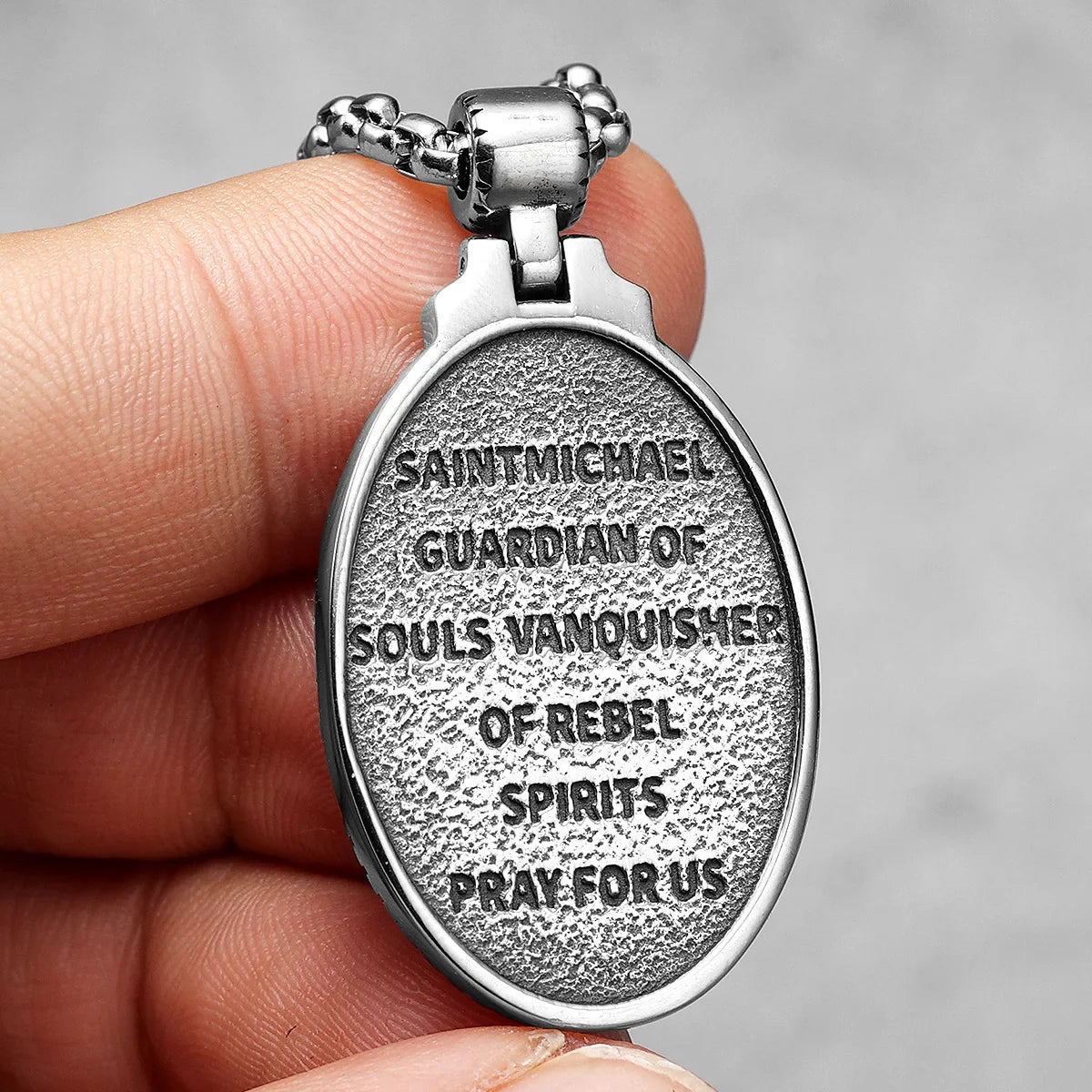 Archangel St.Michael Guardian Stainless Steel Men's Necklace Pendant Chain