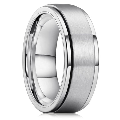 Stainless Steel Anxiety Fidget Spinner Rings for Men Cool Punk Spinning Rotate Rings for men Anti Stress Wedding Band Jewelry