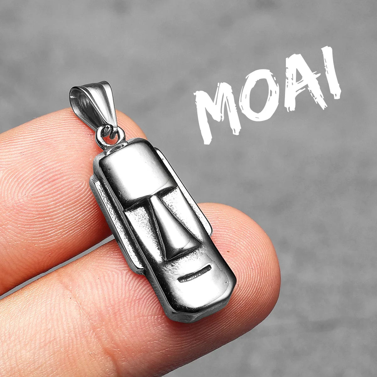 Easter Island Moai Stainless Steel Men's Necklace Pendant Chain