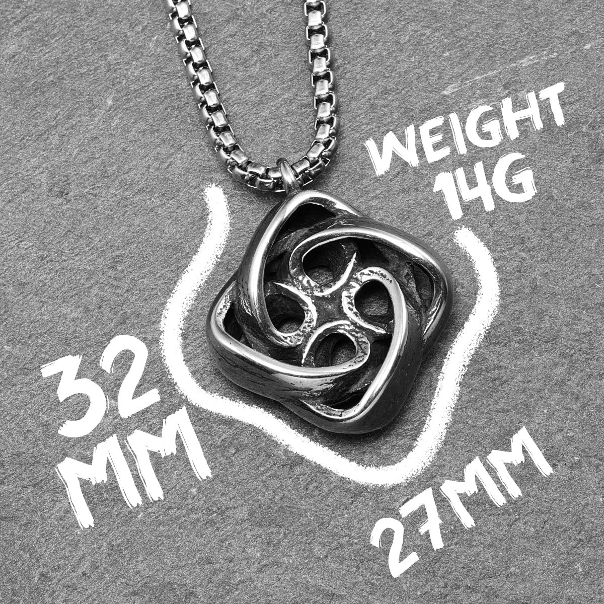 Celtic Knot Spiral Stainless Steel Men's Necklace Pendant Chain