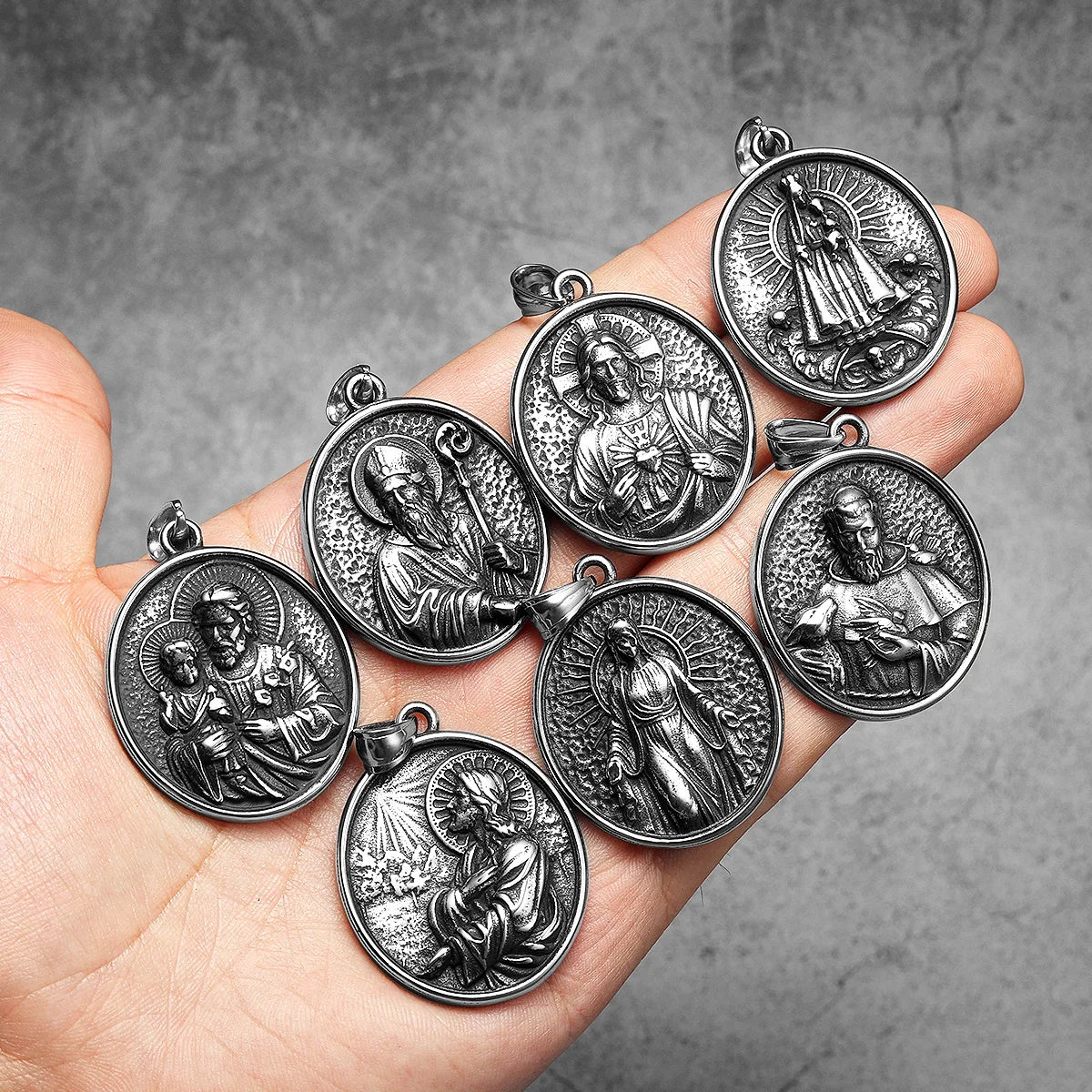 Catholic Saints & Virgin Mary Stainless Steel Men's Pendant Necklace