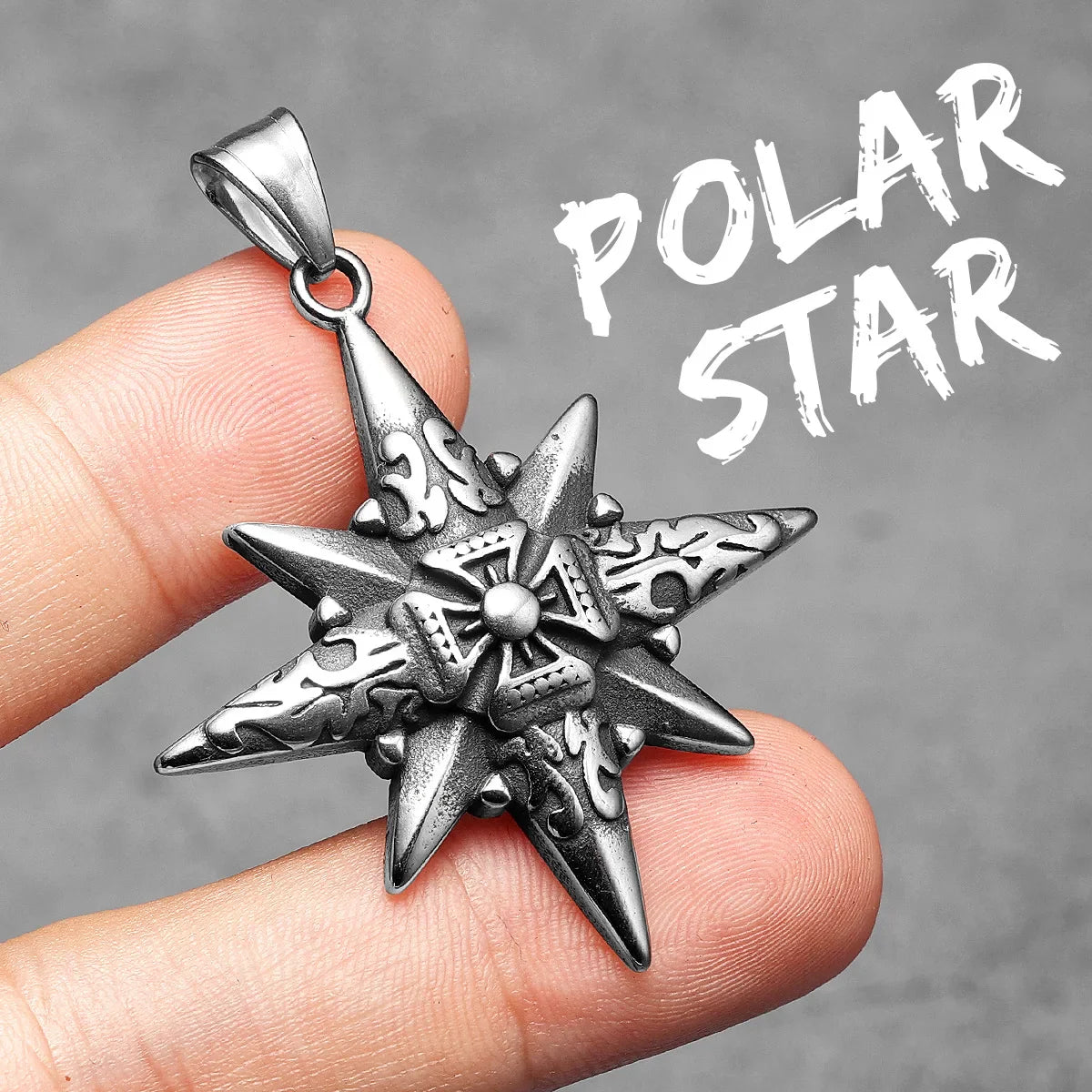 Simple Polar Star Compass Stainless Steel Men's Necklace Pendant Chain