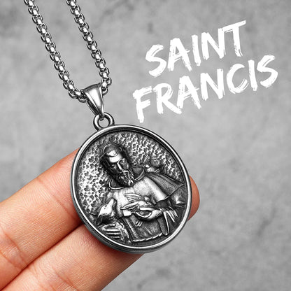 Catholic Saints & Virgin Mary Stainless Steel Men's Pendant Necklace