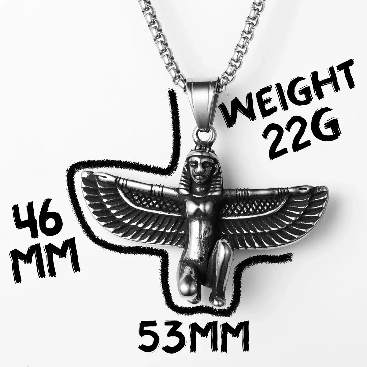 Egyptian Pharaoh Eagle Wing Stainless Steel Men's Necklace Pendant Chain