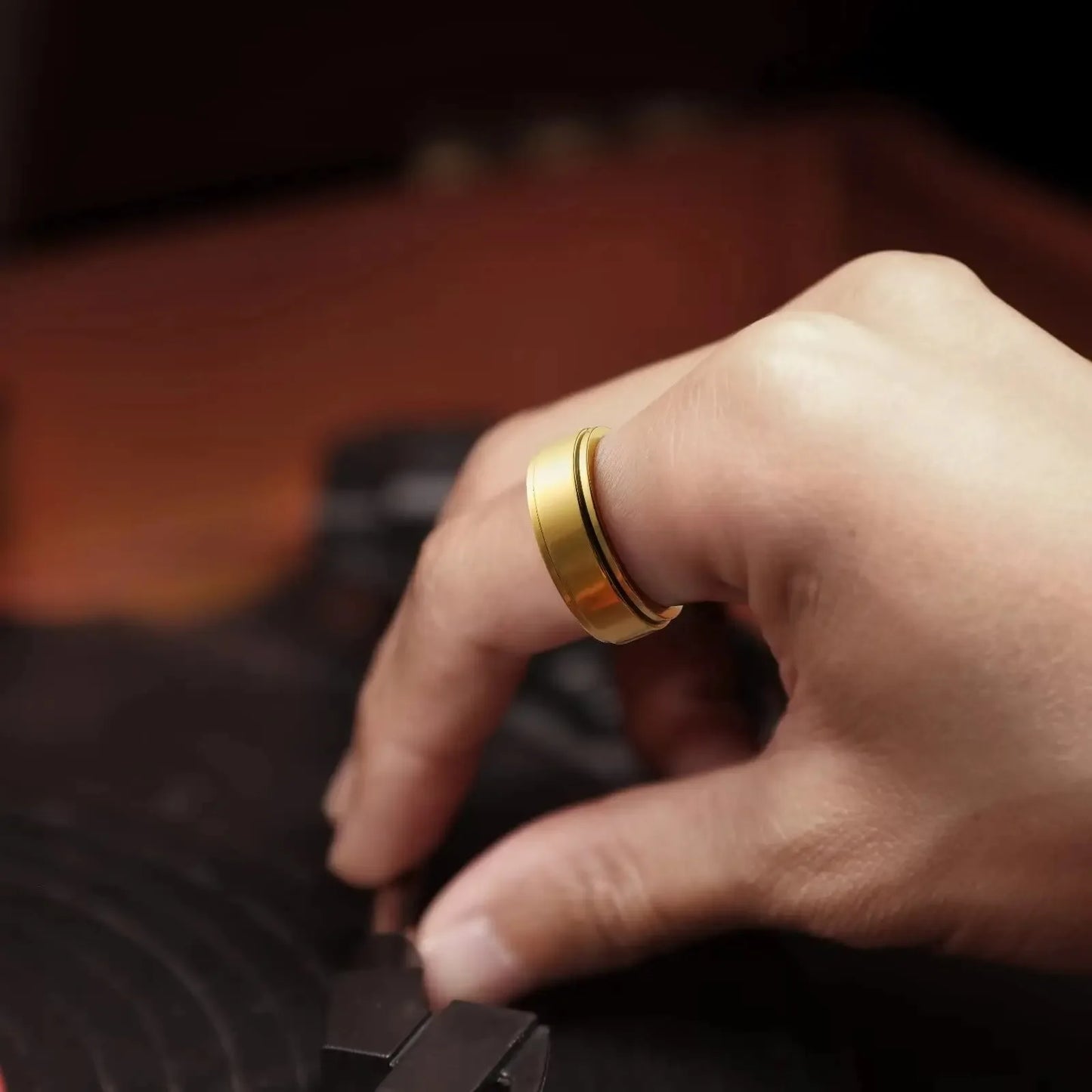 Stainless Steel Anxiety Fidget Spinner Rings for Men Cool Punk Spinning Rotate Rings for men Anti Stress Wedding Band Jewelry