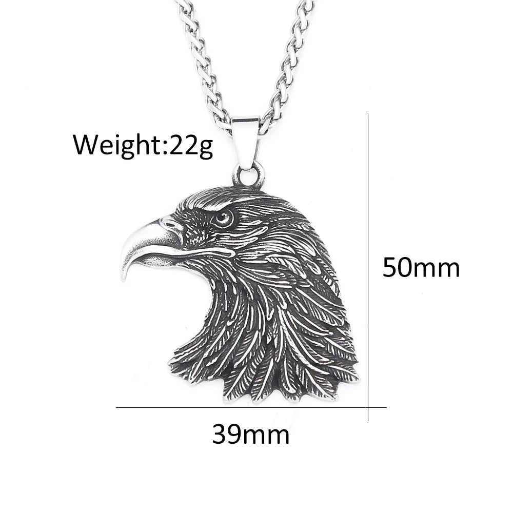 Gothic Vintage Eagle Head Pendant Men's Necklace
