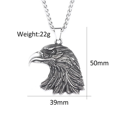 Gothic Vintage Eagle Head Pendant Men's Necklace