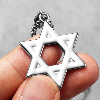 Judaism Solomon's Seal Stainless Steel Men's Necklace
