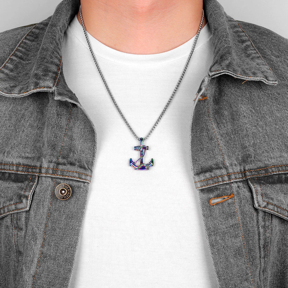 Anchor Sailor Stainless Steel Men's Necklace Pendants Chain
