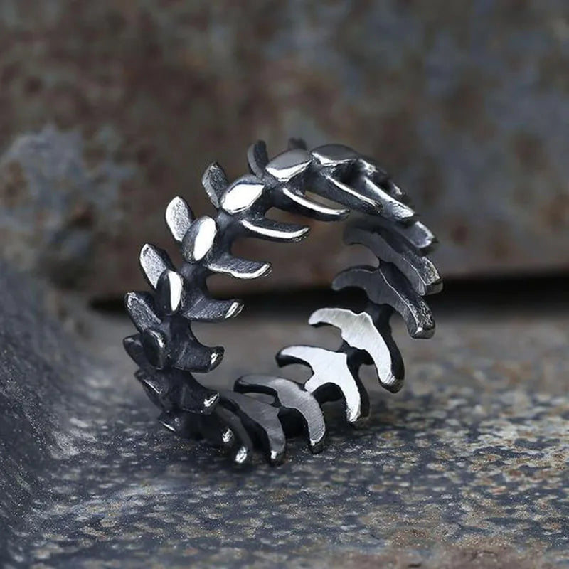 Cool Punk Stainless Steel Fishbone Ring For Man Vintage Style Classic Rvs Wedding Band Casual Sport Sieraden Boyfriend Gift