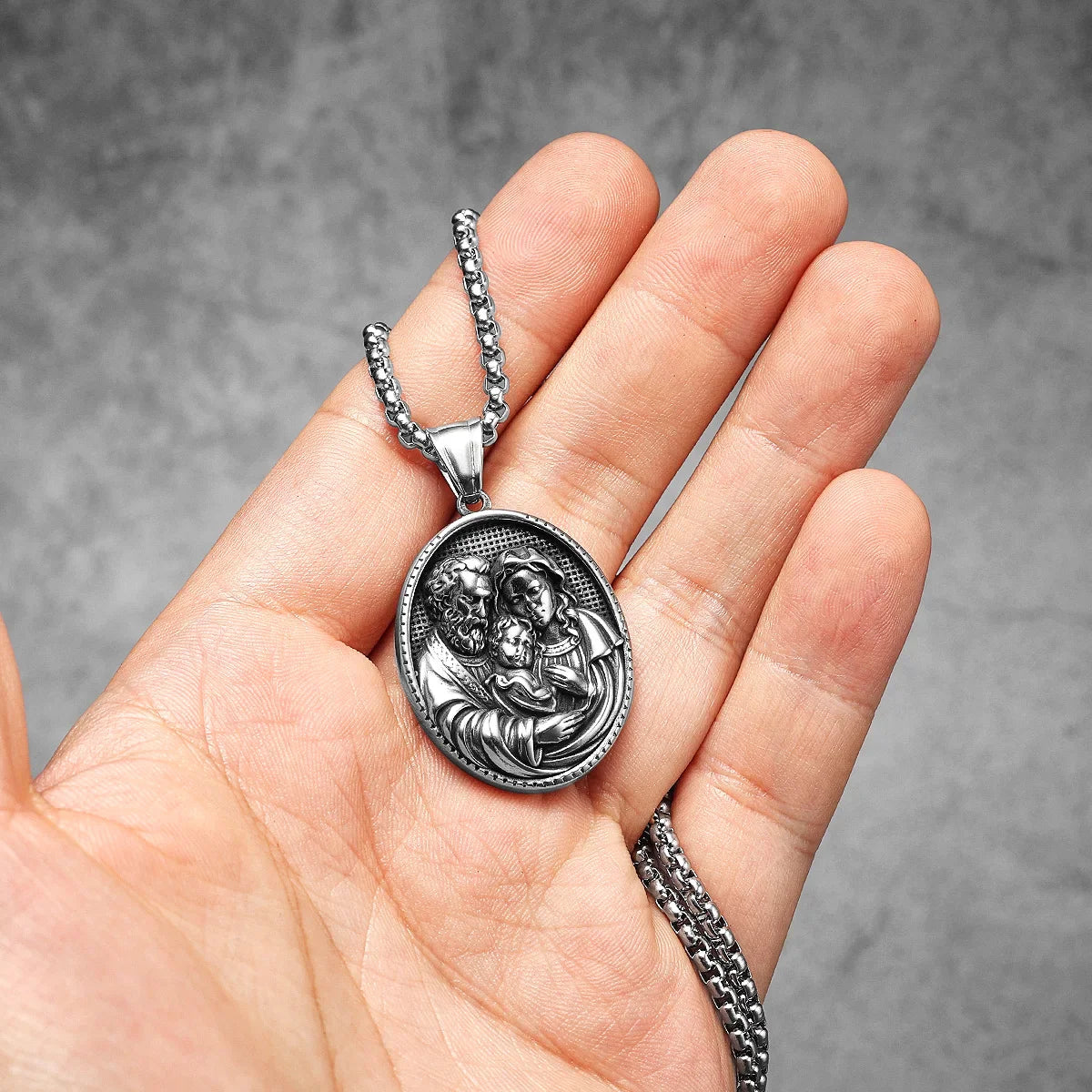 Christian Saints Stainless Steel Men's Pendant Necklace
