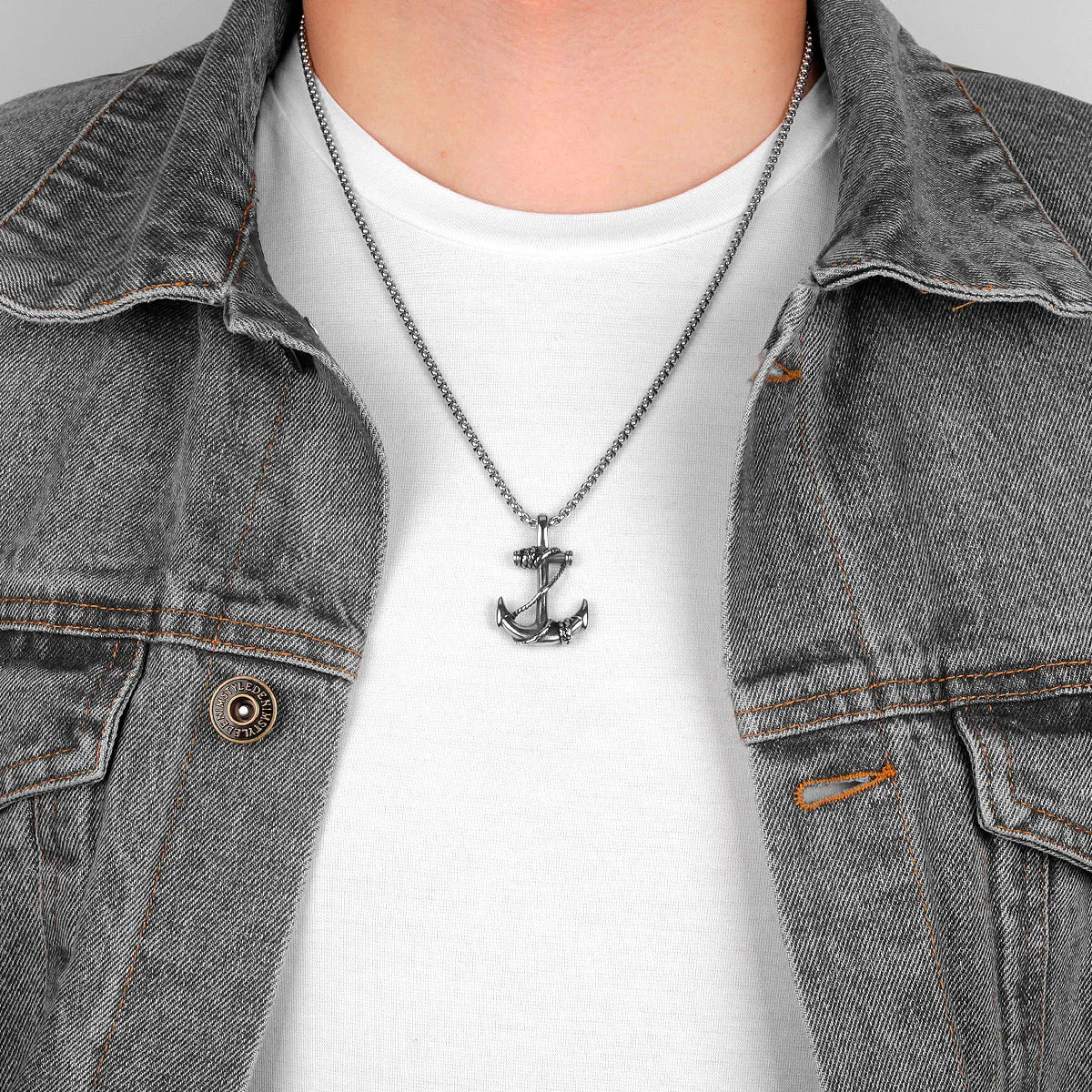 Anchor Sailor Stainless Steel Men's Necklace Pendants Chain