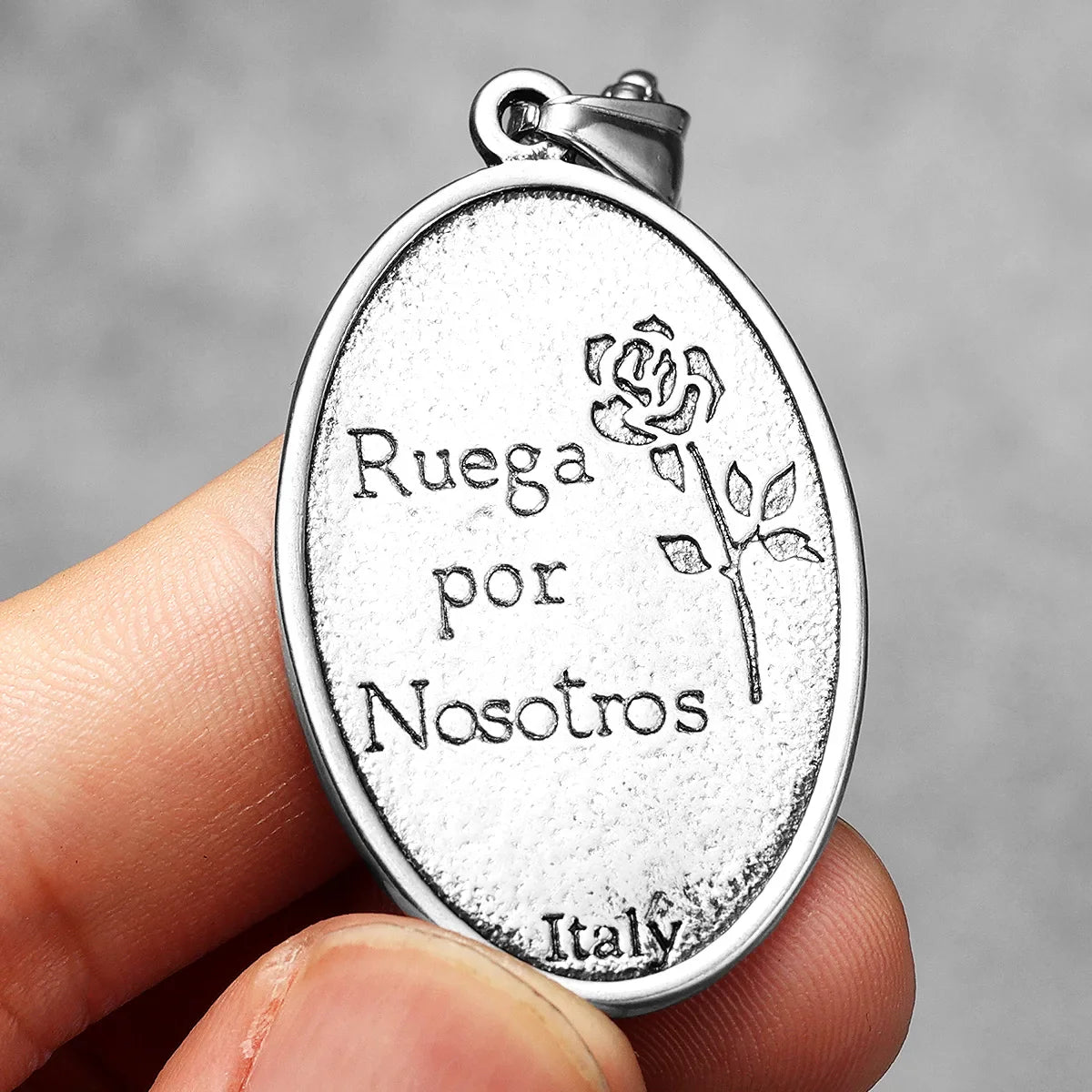 Our Lady of Guadalupe Rose Stainless Steel Men's Pendant Necklace