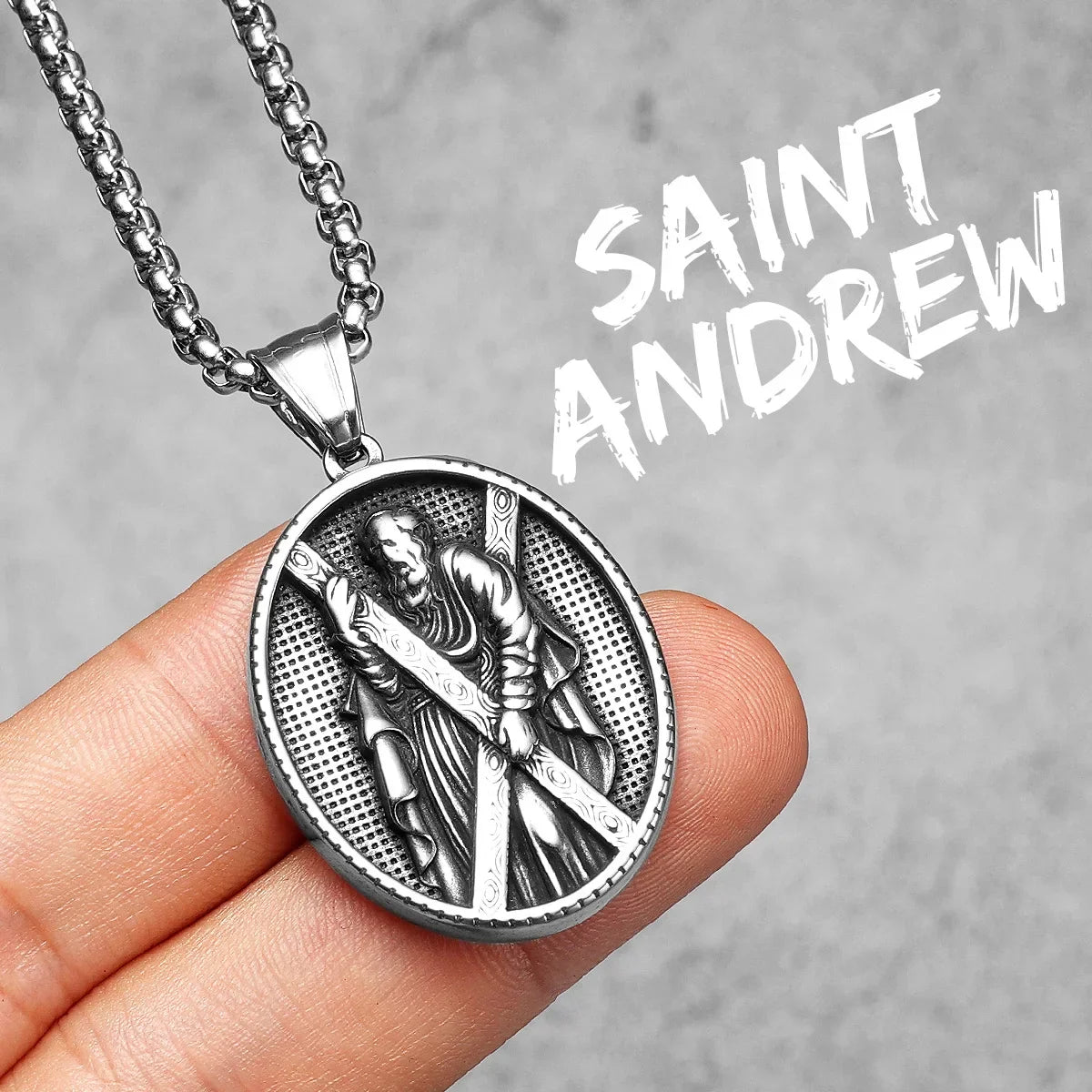 Christian Saints Stainless Steel Men's Pendant Necklace