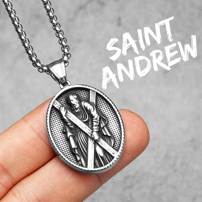 Christian Saints Stainless Steel Men's Pendant Necklace