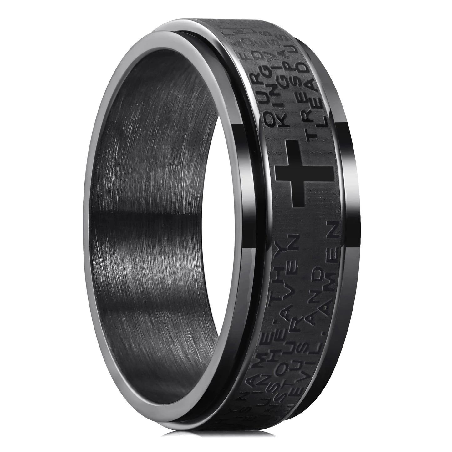 Stainless Steel Anxiety Rings For Men Women Christian Cross Religious Spinner Chain Rings Anti Stress Retro Amulet Jewelry