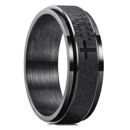 Stainless Steel Anxiety Rings For Men Women Christian Cross Religious Spinner Chain Rings Anti Stress Retro Amulet Jewelry