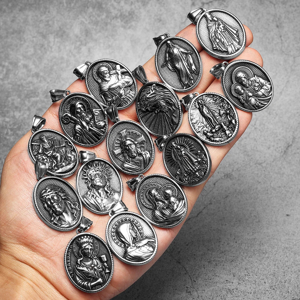 Christian Saints Stainless Steel Men's Pendant Necklace