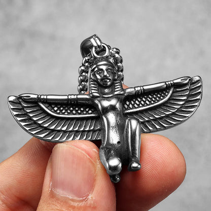 Egyptian Pharaoh Eagle Wing Stainless Steel Men's Necklace Pendant Chain