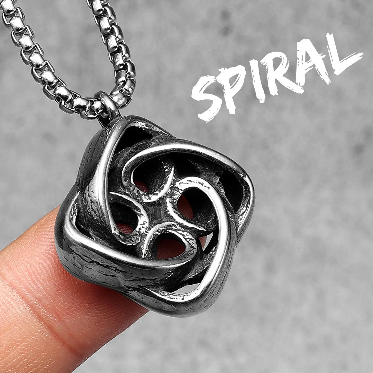 Celtic Knot Spiral Stainless Steel Men's Necklace Pendant Chain