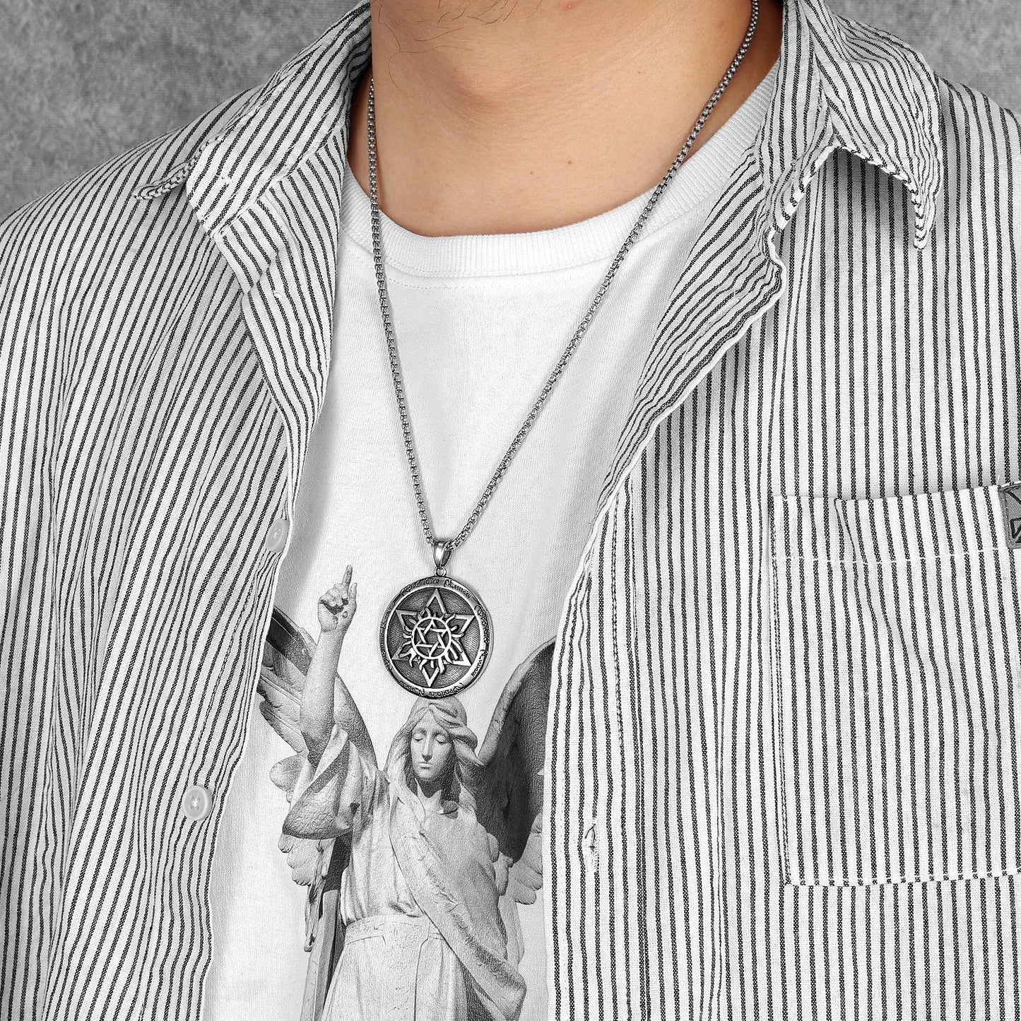 Star of David Stainless Steel Men's Necklace Pendant Chain