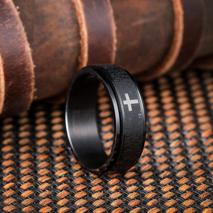 Stainless Steel Anxiety Rings For Men Women Christian Cross Religious Spinner Chain Rings Anti Stress Retro Amulet Jewelry